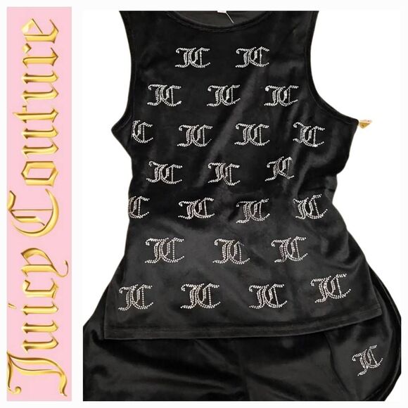 Juicy Couture JC Rhinestone Tank & Short PJ Set - Picture 1 of 7